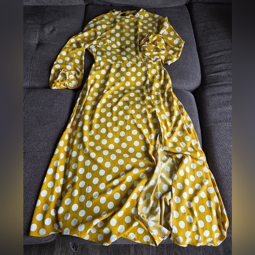 Topshop Mustard Yellow And White Dress In Size 8.